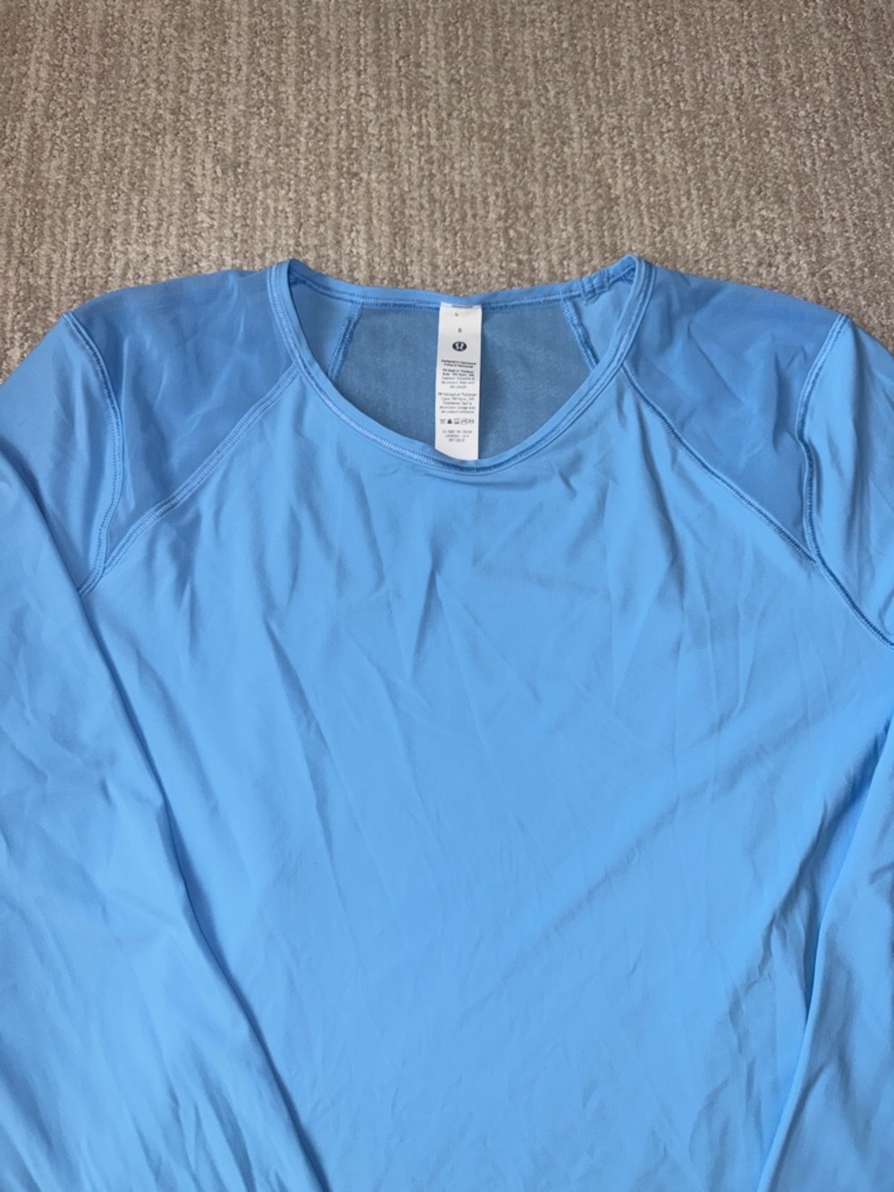 Lululemon Womens Size 6 Aero Blue Sculpt Long Sleeve Mesh Back Stretch Shirt - Picture 4 of 12